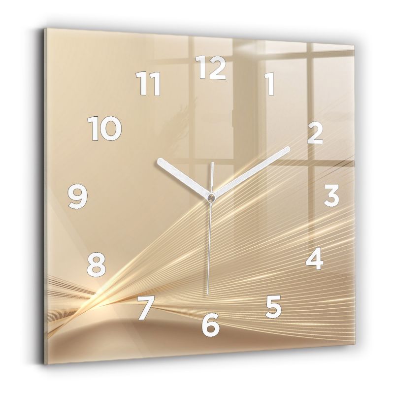 Zegar z białymi wskazówkami Wallfluent 30x30 cm Abstrakcyjne światło Szklany 1 szt.