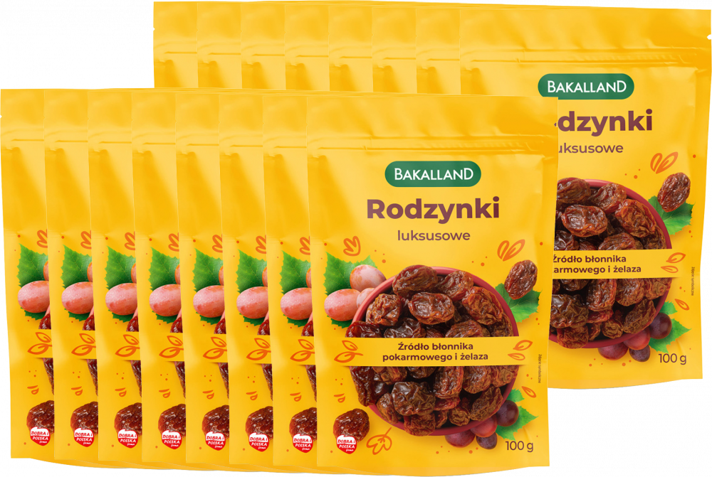 16x Rodzynki luksusowe Bakalland, 100g