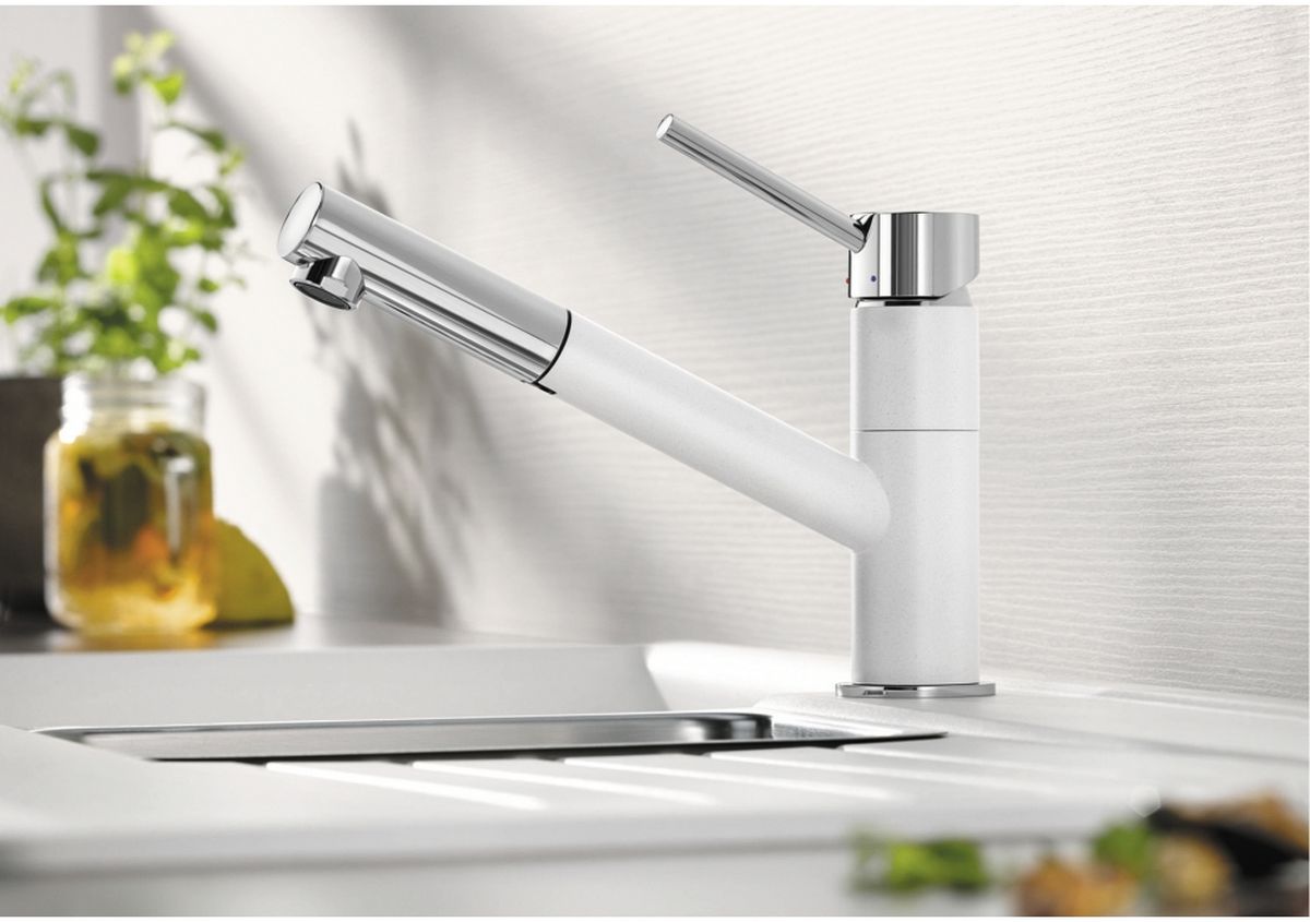 Blanco Kano-S bateria kuchenna stojąca Silgranit biały/chrom 525040