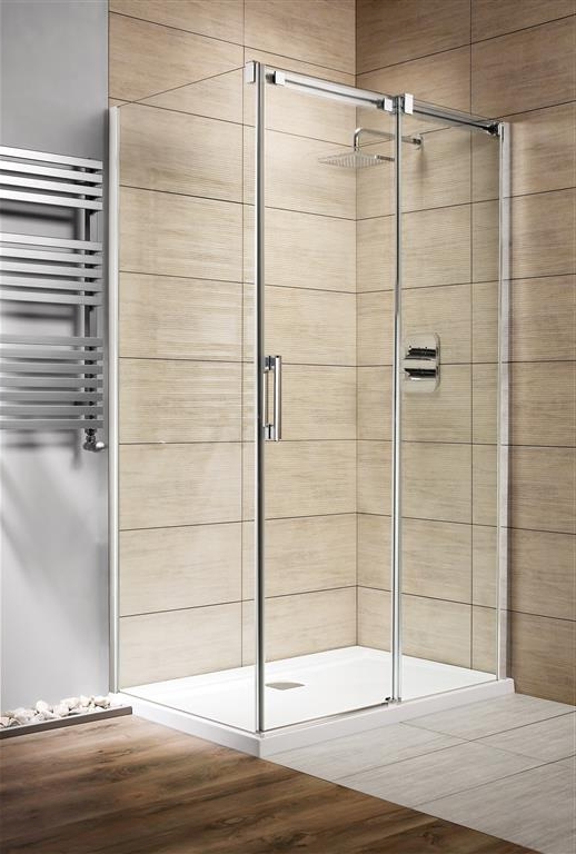 Radaway Espera KDJ drzwi jednoczęściowe 110 cm prawe ze ścianką chrom/szkło przezroczyste 380545-01R/380231-01R
