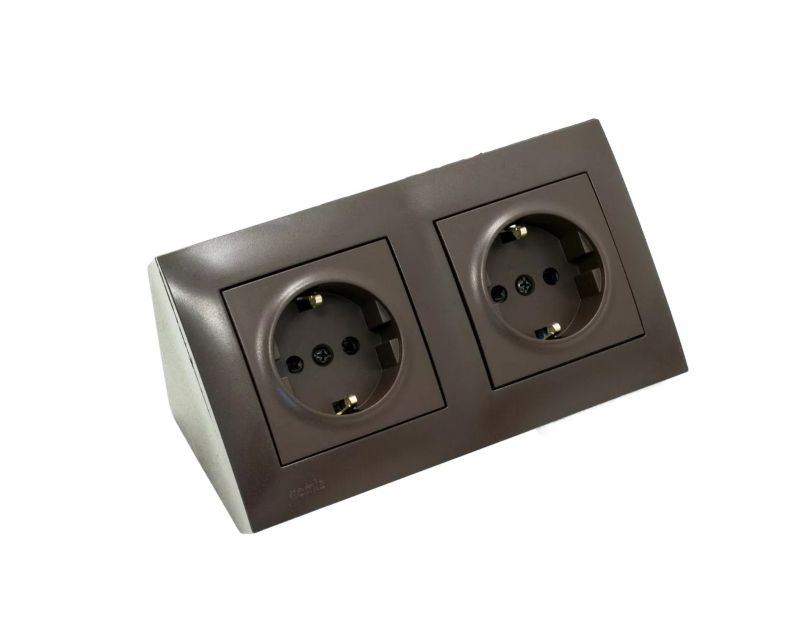 Gniazdo narożne Kontakt Simon podwójne 2x230V Schuko Simon 54 Brązowe 1 szt.