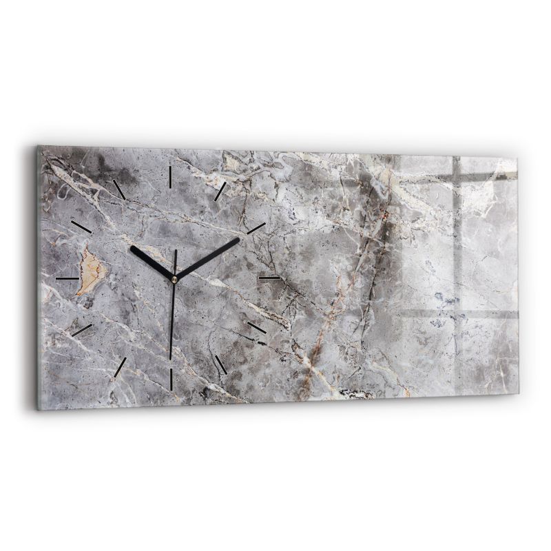 Zegar szklany czarne wskazówki Wallfluent 60x30 cm Szary Granit Marmur Kamień 1 szt.