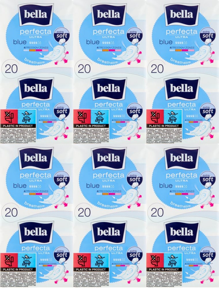 6x Podpaski Bella Perfecta Ultra Blue, extra soft, ze skrzydełkami, 20 sztuk