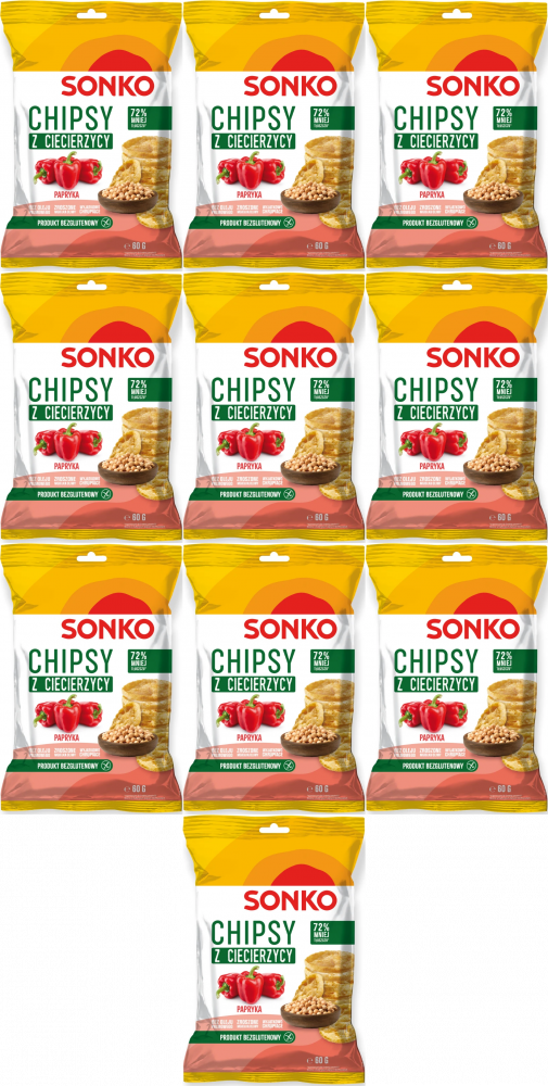 10x Chipsy z ciecierzycy Sonko, paprykowy, 60g