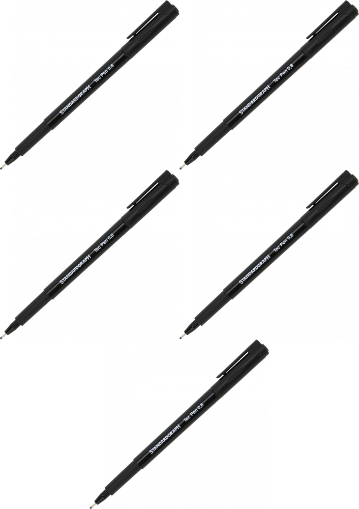 5x Pisak techniczny (rapidograf) Standardgraph, 0.8mm, czarny
