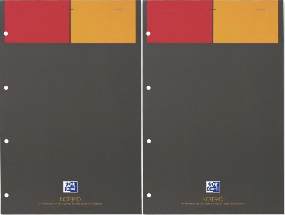 2x Blok biurowy w kratkę Oxford International Notepad, A4+, twarda oprawa, 80 kartek, szary