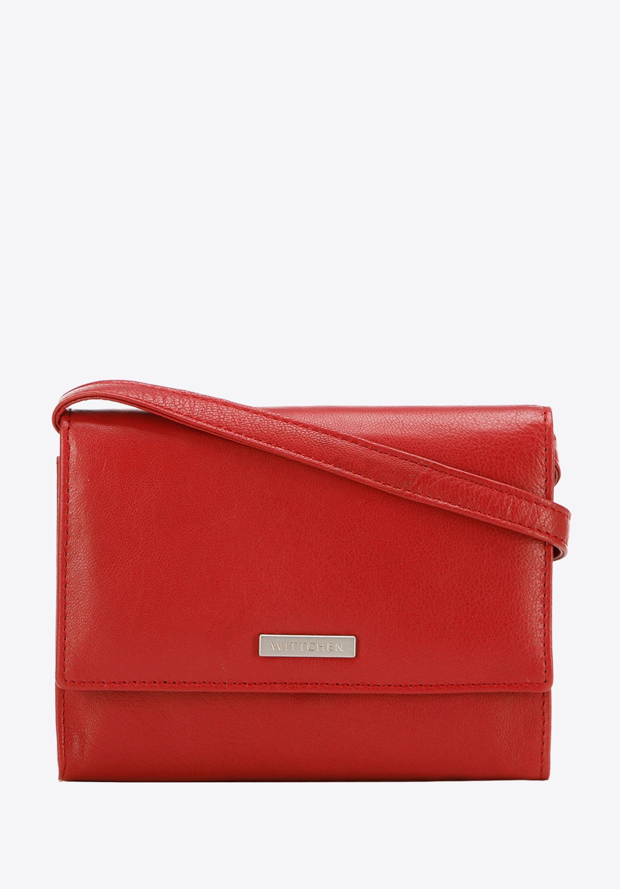 Damski portfelik crossbody ze skóry czerwony