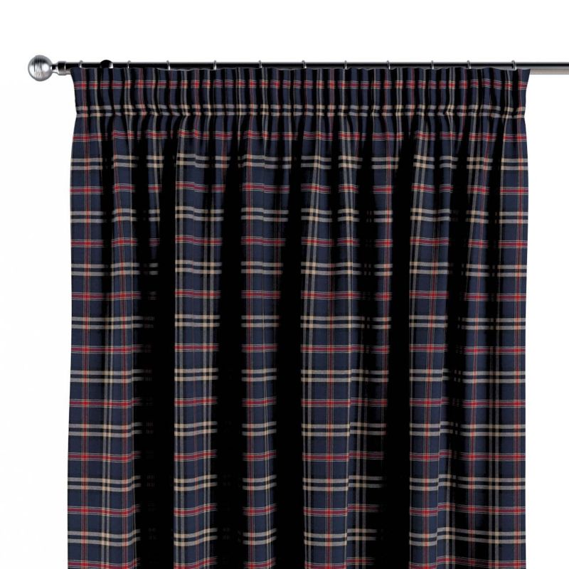 Zasłona na taśmie marszczącej 1 szt. 130 x 245 cm Dekoria granatowo-czerwona kratka 1 szt.