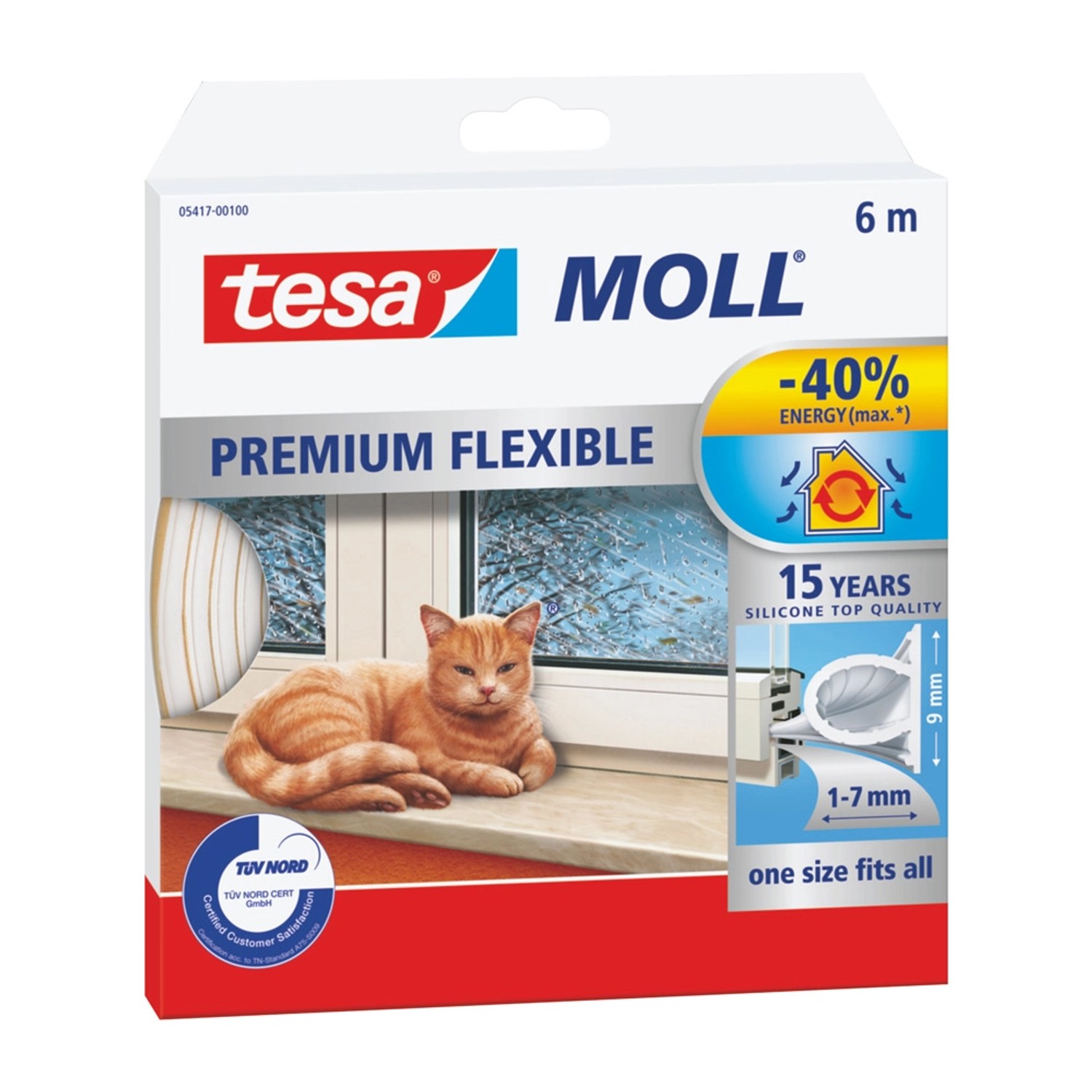 Tesa Uszczelka silikonowa biała 6 m