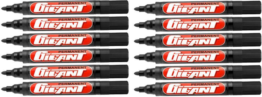12x Marker permanentny Kamet, Gigant, okrągła, 5.2mm czarny