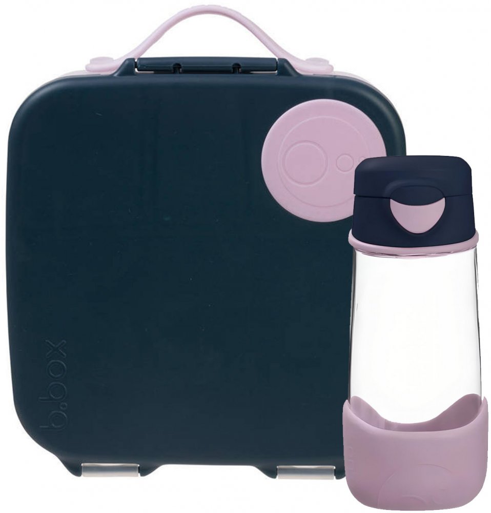 Zestaw: Lunchbox z wkładem chłodzącym + bidon na wodę B.Box Indigo Rose