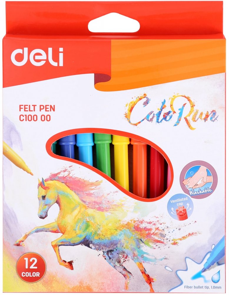 Mazaki Deli Colorun, okrągła, 1mm, 12 sztuk, mix kolorów