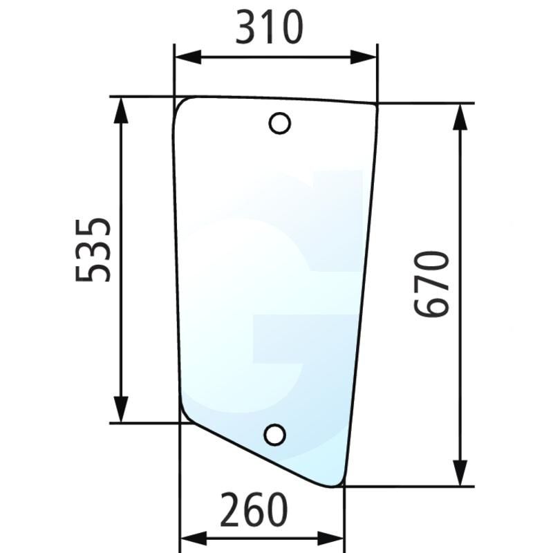 Szyba przednia dolna, prawa i lewa CASE 440 940 1535307C1, 1332456C1