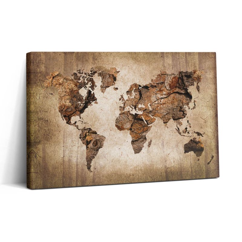 Obraz na płótnie Wallfluent 30x20 cm Mapa świata z drewna 1 szt.