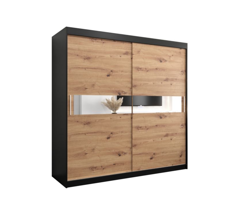 Szafa przesuwna Garderoba Abiks HAWANA 3 200 czarny mat + dąb artisan 1 szt.
