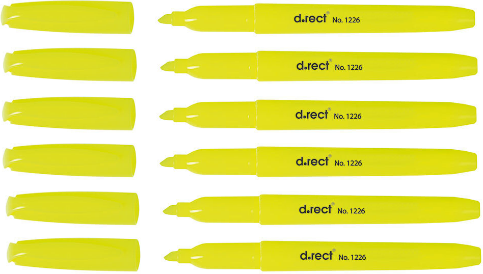 6x zakreślacz D.Rect, 1226, ścięta, 5mm, żółty