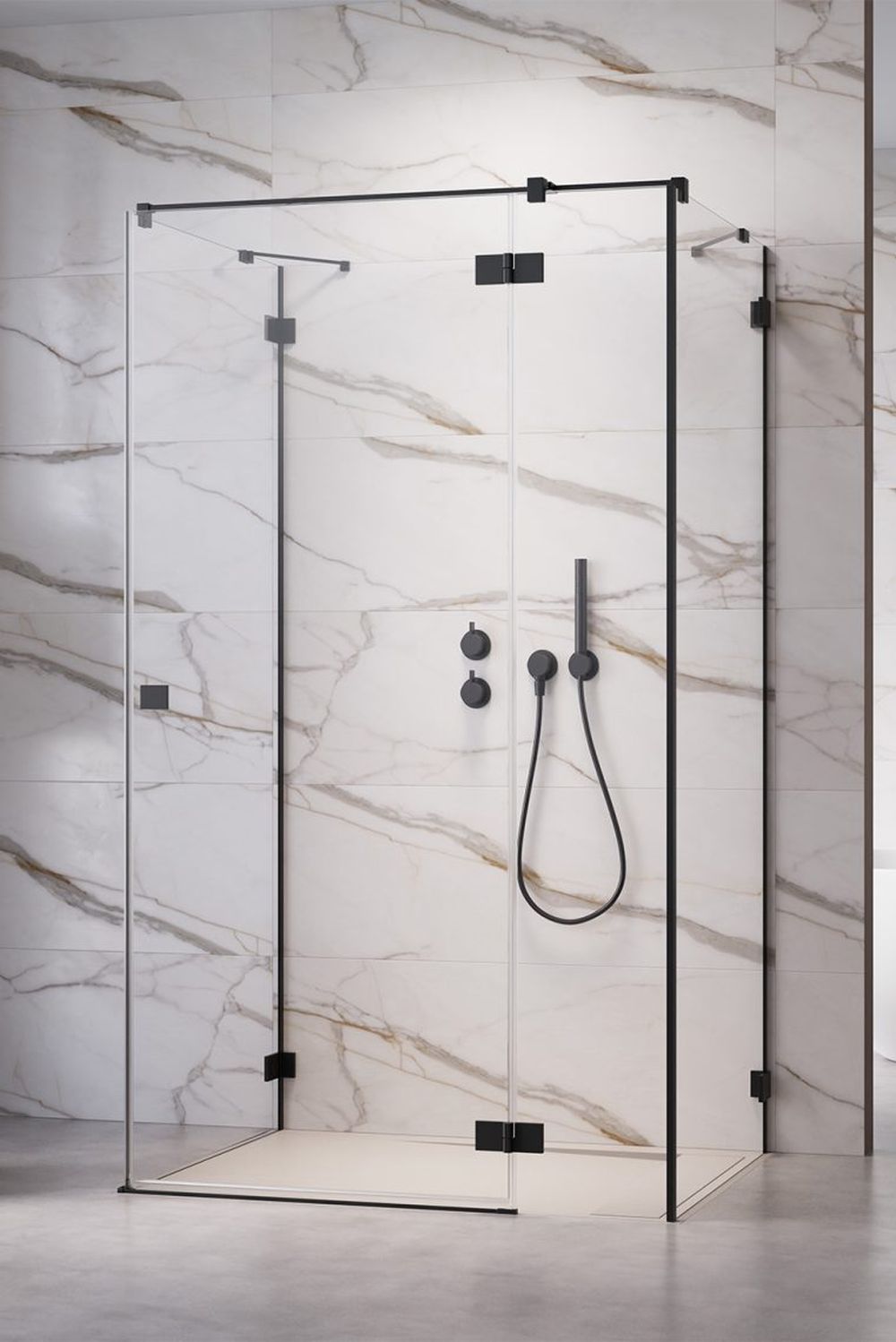 Radaway Essenza Pro Black KDJ+S drzwi prysznicowe 110 cm prawe czarny mat/szkło przezroczyste 10097311-54-01R