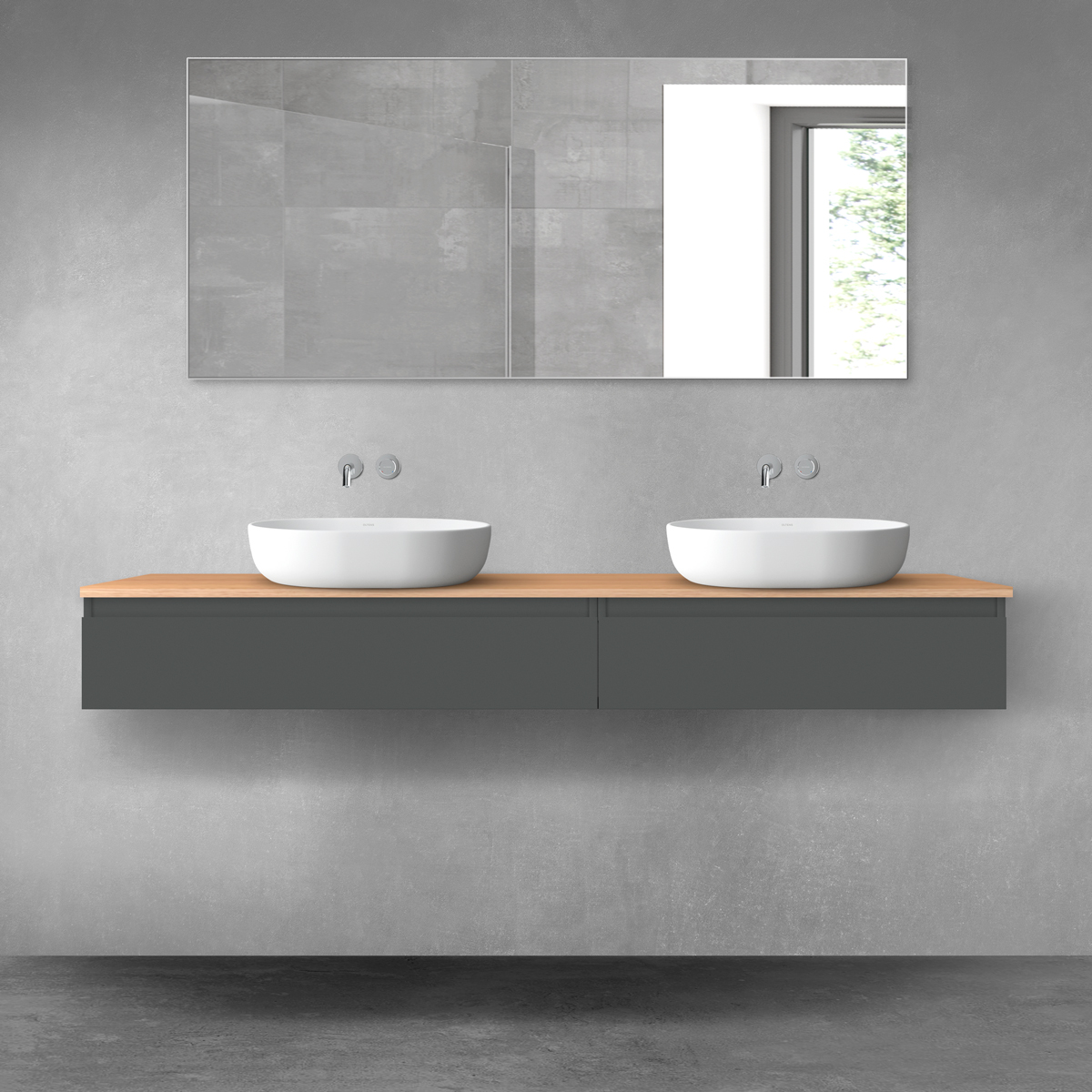 Oltens Vernal zestaw mebli łazienkowych 180 cm z blatem grafit mat/dąb 68565400 - Wysyłka w 24h