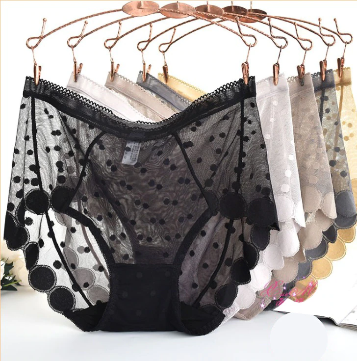 Majtki damskie z wysokim stanem Plus Size Kropki 018