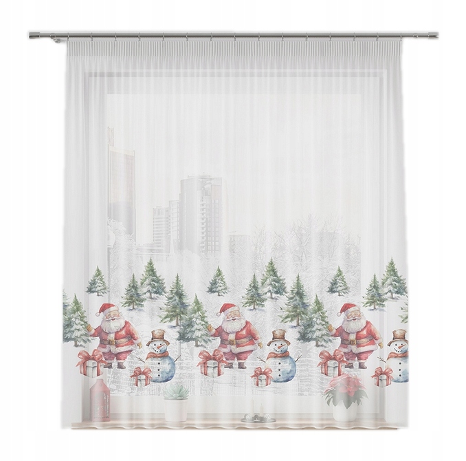 FIRANKA Z MIKOŁAJEM 150x250 cm z taśmą - idealna do dekoracji świąt.