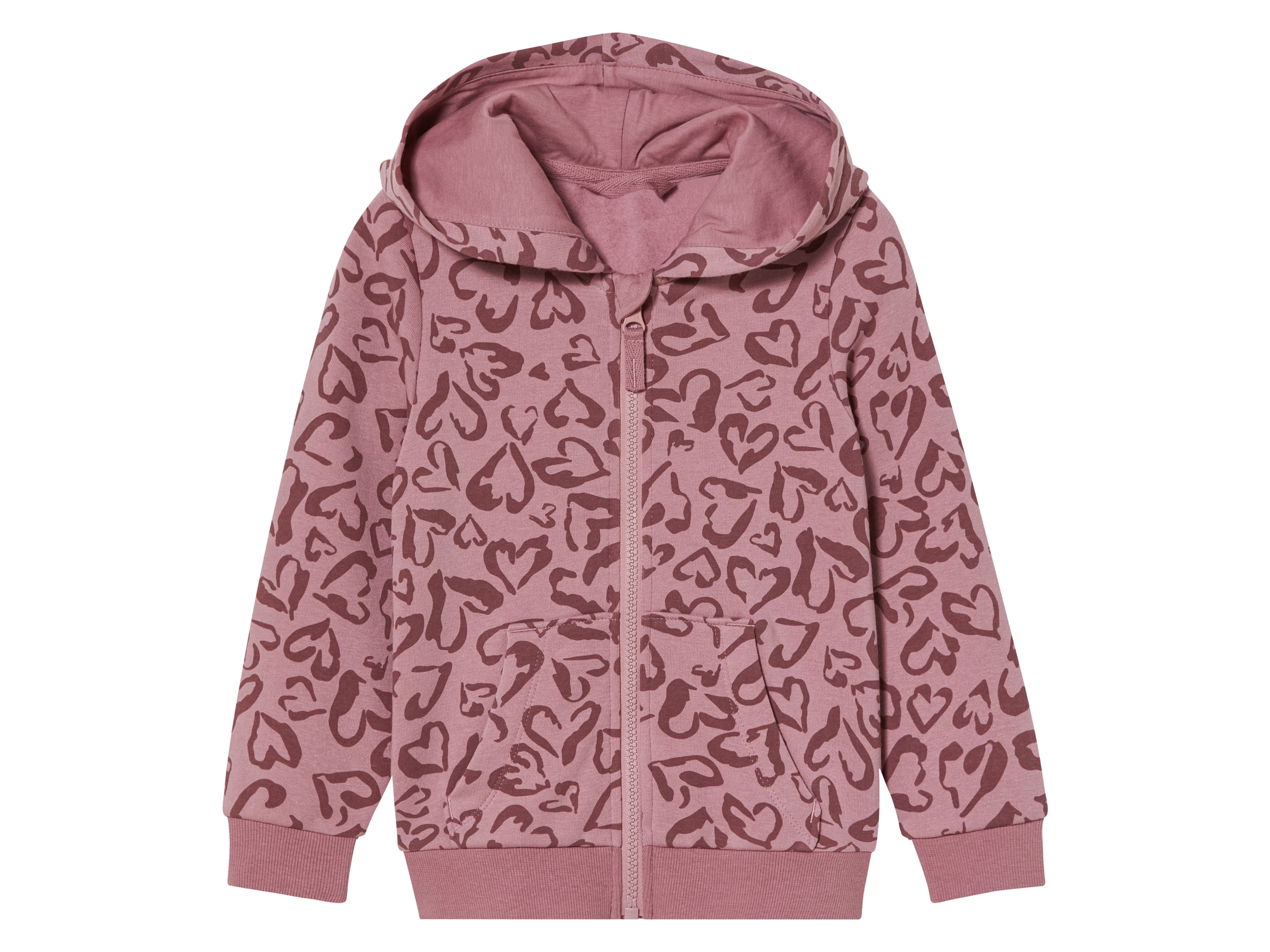 lupilu Bluza dziecięca rozpinana z kapturem 122/128, Różowy/ we wzory