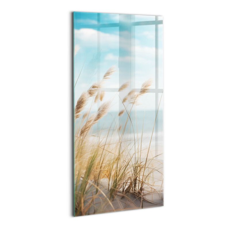 Foto Obraz Ścienny Szklany Wallfluent 70x140 cm Pejzaż traw plaży i morza styl boho 1 szt.