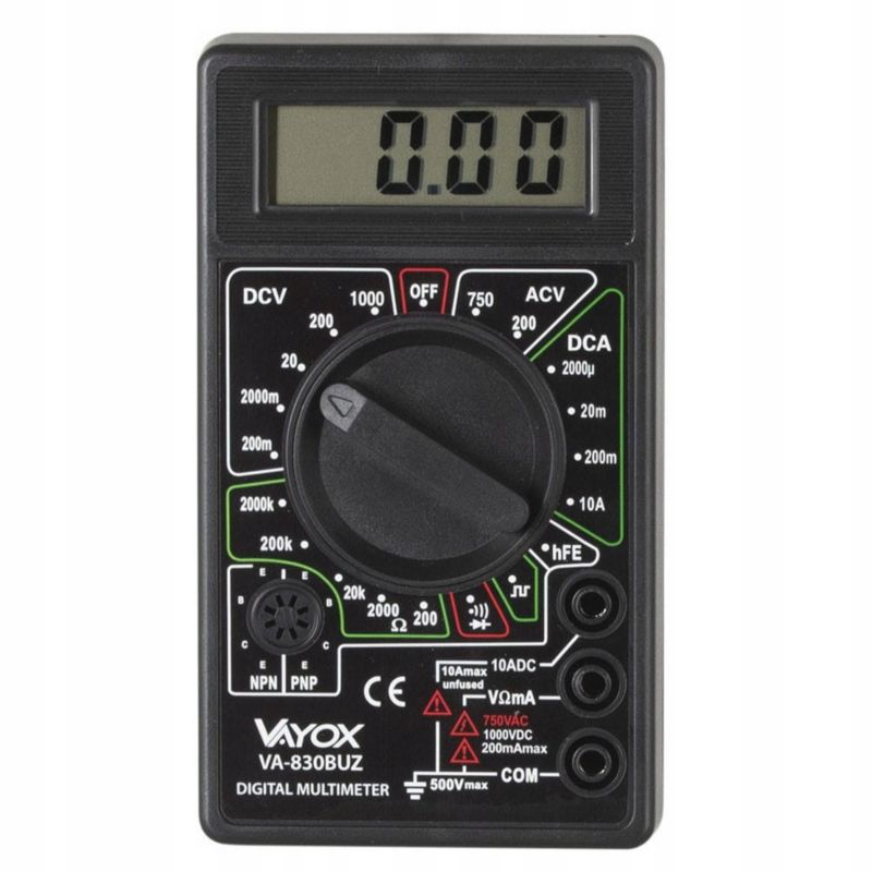 Miernik cyfrowy Vayox VA-830BUZ multimetr uniwersalny z buzzerem 1 szt.