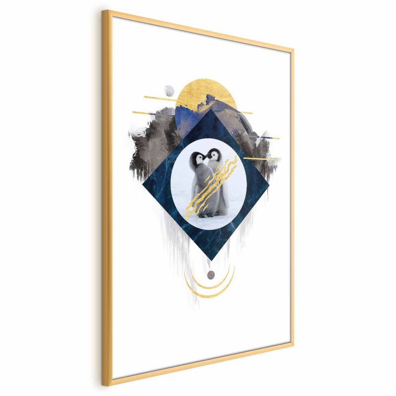 Plakat Artgeist Para pingwinów 21x30 cm z ramą złotą 1 szt