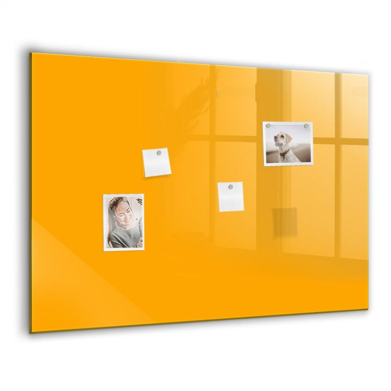 Szklana tablica magnetyczna Wallfluent 100x70 cm Kolor złoto-żółty Czarny marker 1 szt.