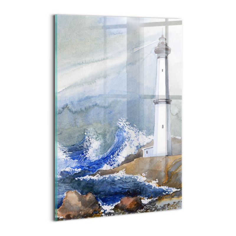 Obraz Szklany Wallfluent 30x20 cm Akwarelowe morze i latarnia morska 1 szt.