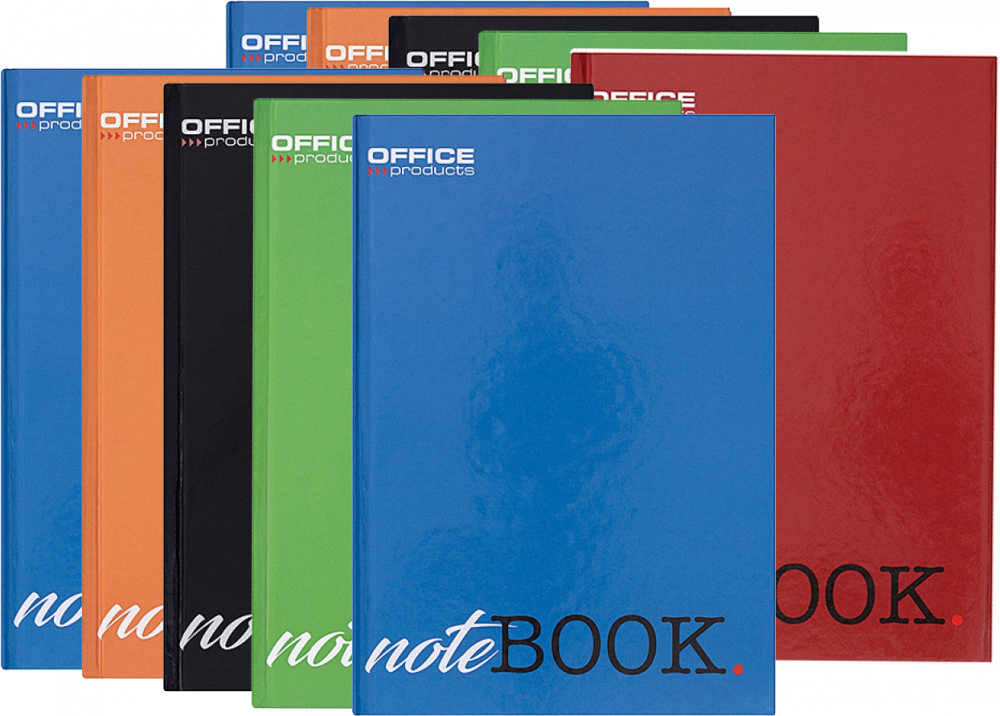 10x Brulion w kratkę Office Products, A5, twarda oprawa, 96 kartek, mix kolorów
