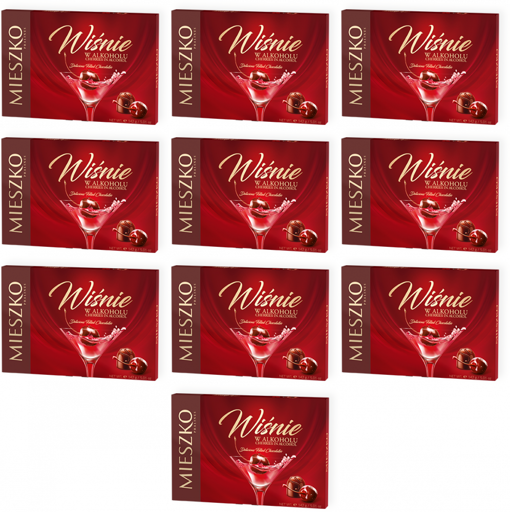 10x Bombonierka Mieszko Wiśnie w likierze, 142g