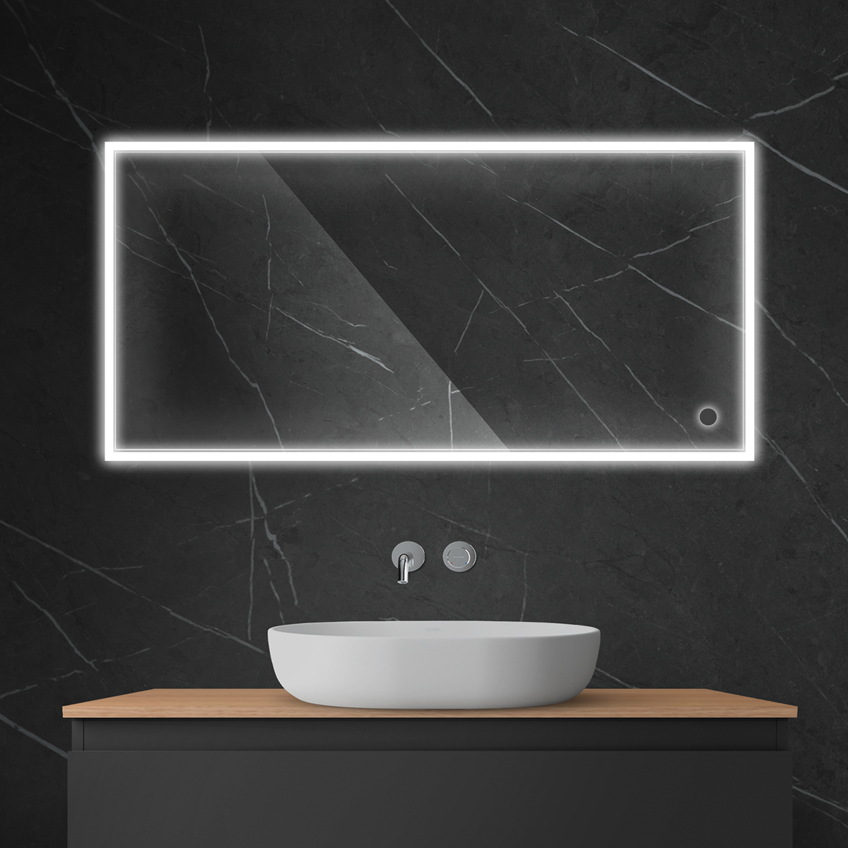Oltens Nordlis lustro 60x120 cm prostokątne z oświetleniem z przodu lustra z matą grzewczą 64107000 - Wysyłka w 24h