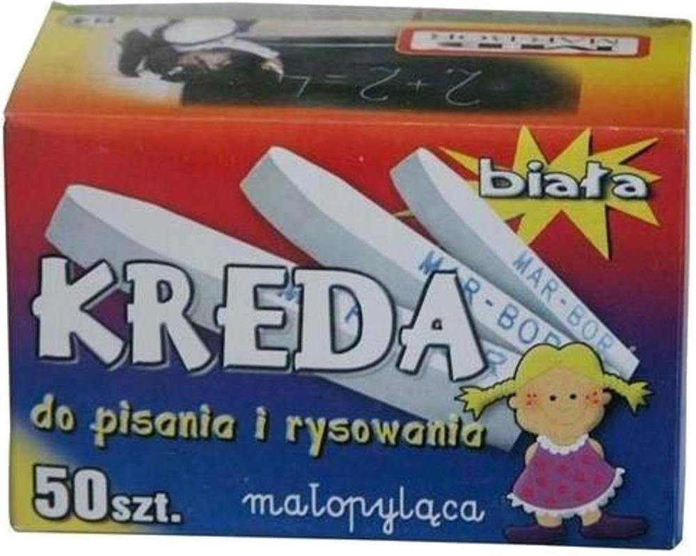 Kreda Mar-Bor, małopyląca, 50 sztuk, biały