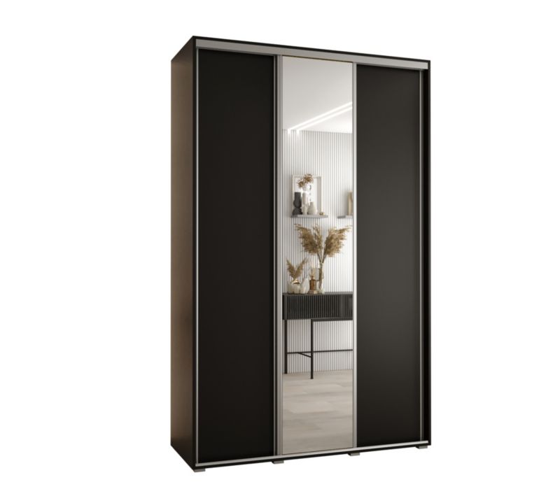 Szafa przesuwna Abiks DAVOS 3 wysoka szer.160cm gł.45cm czarny/czarny/srebrny 1szt.