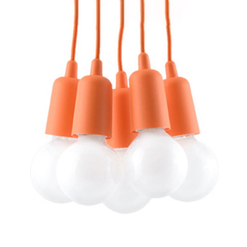 Lampa sufitowa wisząca Sollux Lighting Diego 5852 pomarańczowa szerokość 10 cm 5xE27 x 60W 1 szt.