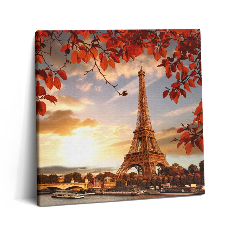 Obraz na płótnie Wallfluent 60x60 cm Wieża Eiffla wśród liści 1 szt.