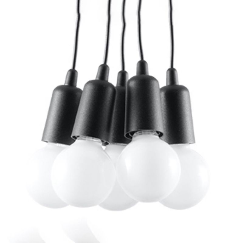 Lampa sufitowa wisząca Sollux Lighting Diego 5739 czarna szerokość 10 cm 5xE27 x 60W 1 szt.