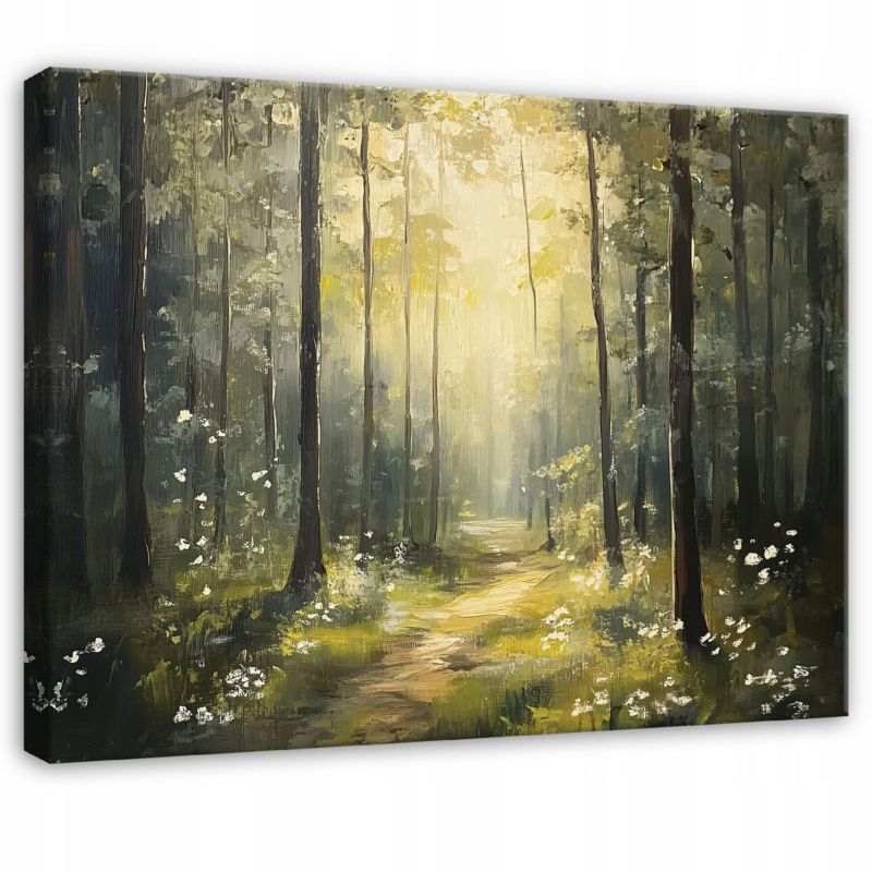 Obraz Las Drzewa Zielony Do Sypialni Salonu Na Płótnie Canvas WALLARENA 100x70 cm Dekoracja Ścienna 1 szt.