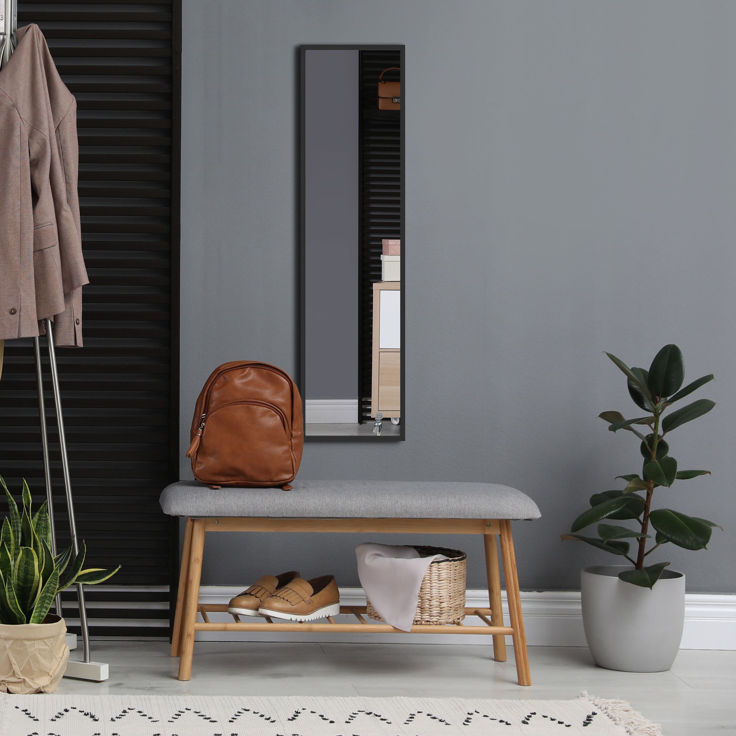 Styler Floryda lustro prostokątne 122x32 cm czarne LU-12361