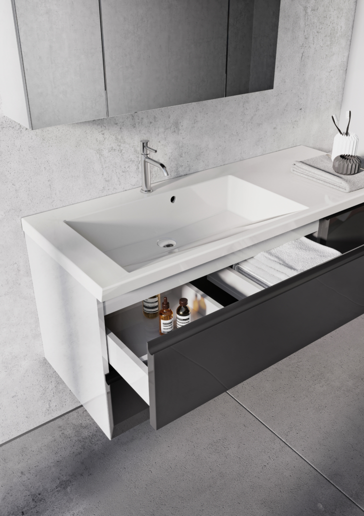 Oristo Brylant umywalka 125x50 cm meblowa prostokątna prawa biała UME-BR-125-92-P