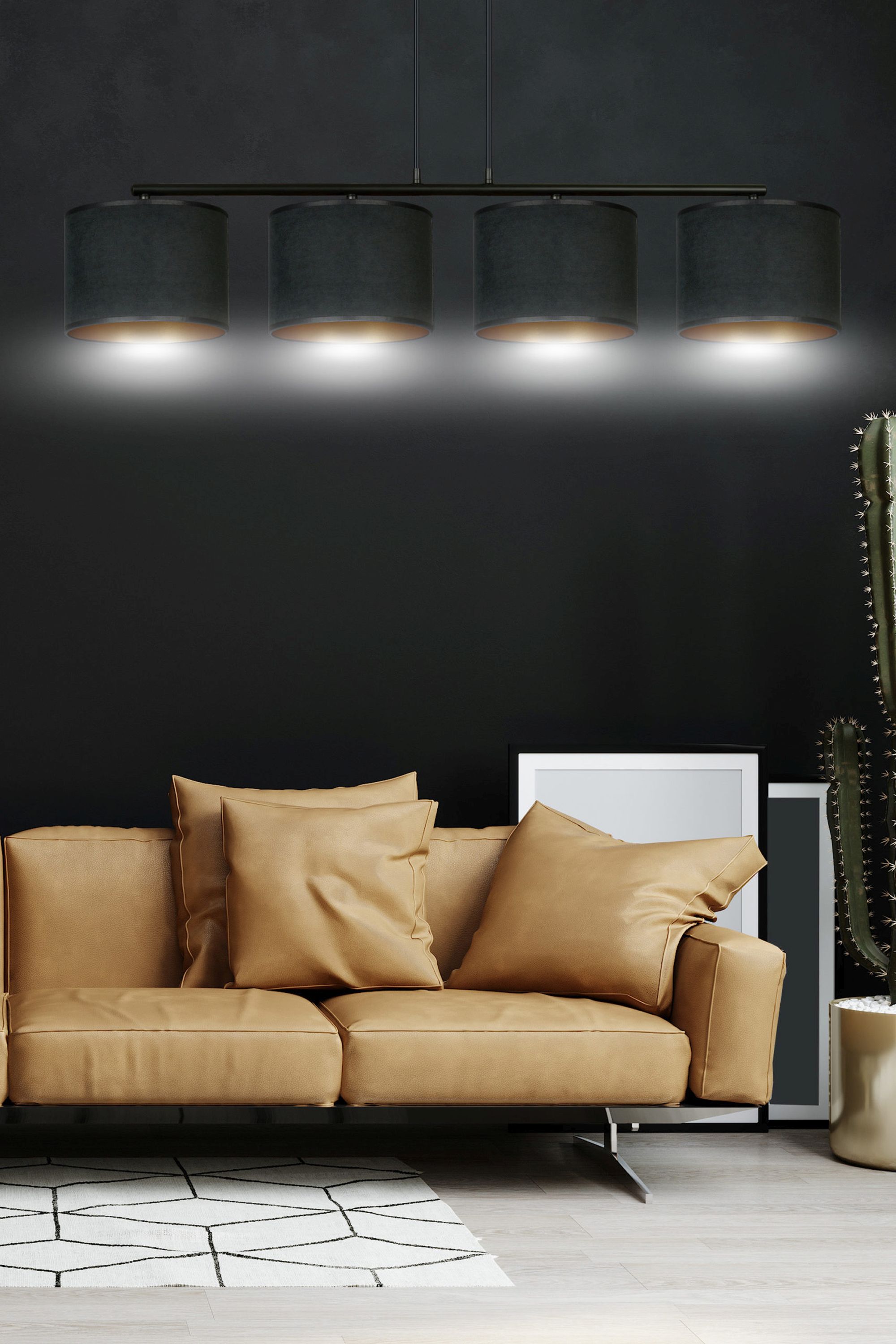 Emibig Hilde lampa wisząca 4x15 W czarna-złota 1054/4