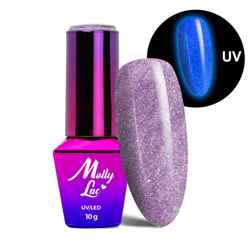 Lakier hybrydowy świecący w ciemności kocie oko MollyLac Night Glowing Uselink HEMA/Di-HEMA Free 10g Nr 675