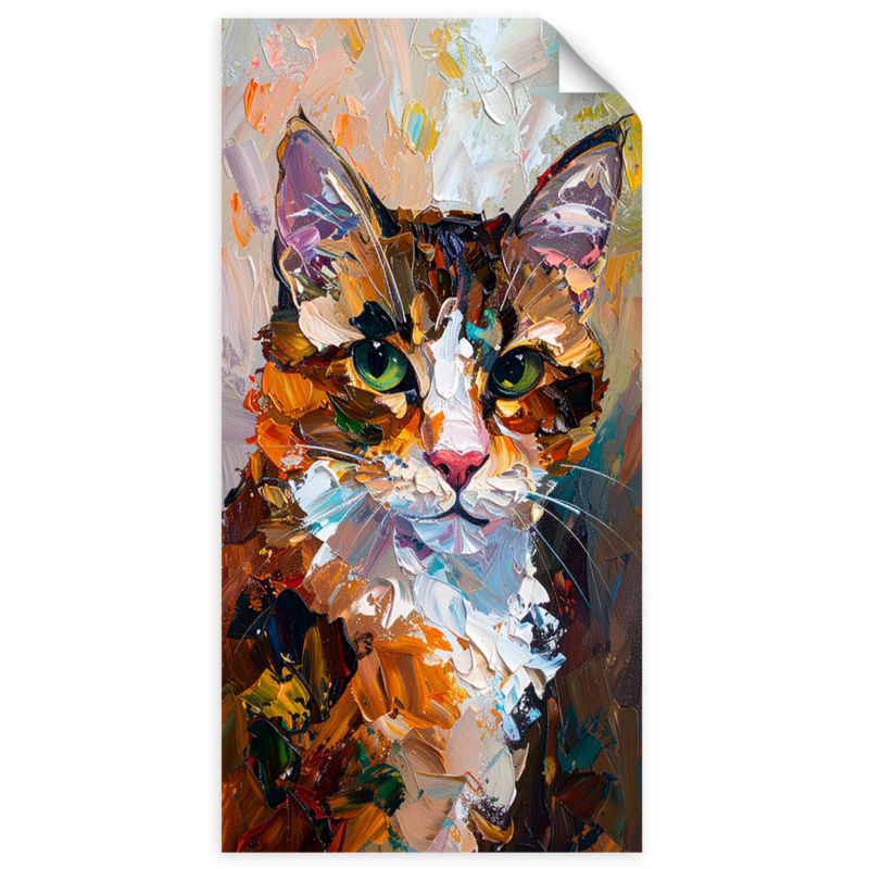 Plakaty samoprzylepne do salonu sypialni Feeby Abstrakcja Kolorowy Kot 100x200cm 1szt
