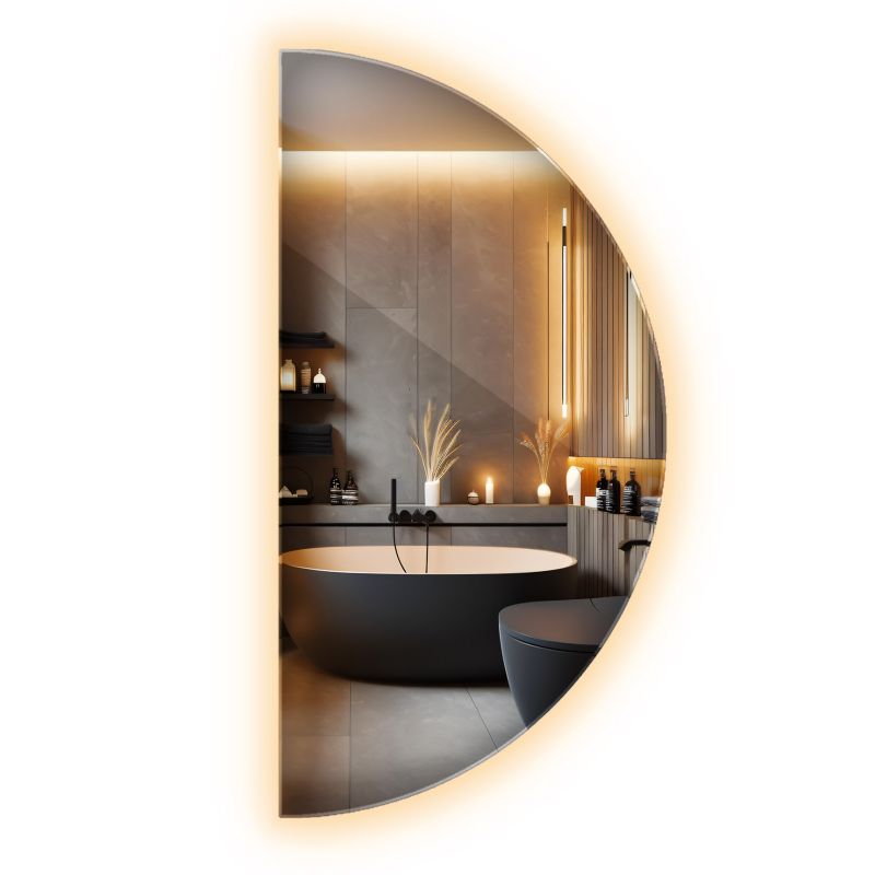 Lustro Półokrągłe Do Łazienki Wallfluent 30 x 60 cm LED Ciepła Barwa 1 szt.