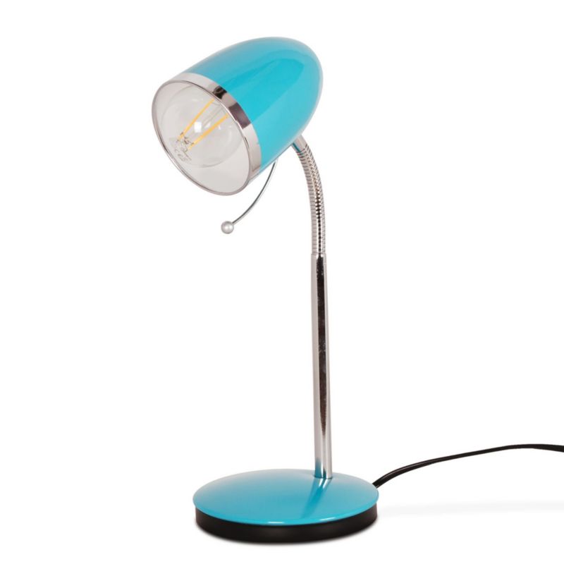 Lampa biurkowa Kaja Kajtek turkusowo-chromowana 1 x E27 x 40W IP20 wym: 36 x 24 x 15 cm metal - 1 szt.
