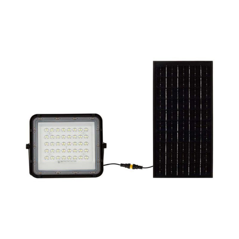 Naświetlacz solarny LED V-TAC czarny LED 10W 6400K 800lm z pilotem IP65 wym: 17 x 19 x 5,5 cm aluminium - 1 szt.