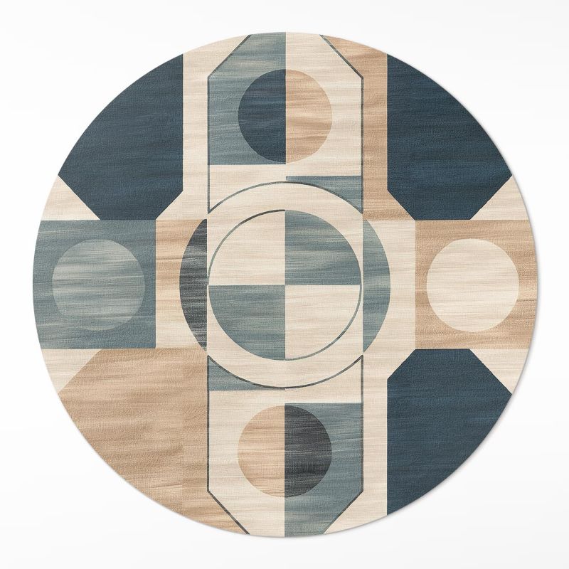 Ozdobna Wykładzina Winylowa Wallfluent fi90 cm Geometryczne kształty w pastelowym stylu retro/ 1 szt.