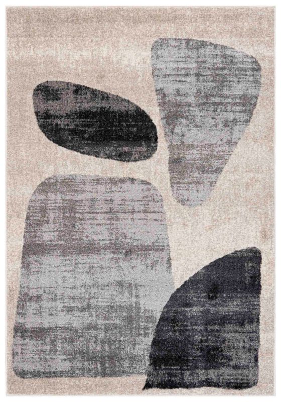 Dywan wewnętrzny Lucy NP21D prostokąt Mazovia 140x 200 cm beżowy,kremowy,szary motyw geometryczny średni włos 1 szt.
