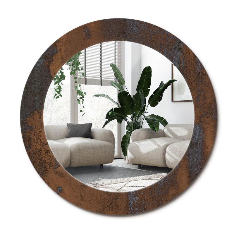 Lustro ścienne z ozdobnym szklanym obramowaniem Wallfluent fi100 cm Metaliczny rustykalny 1 szt.